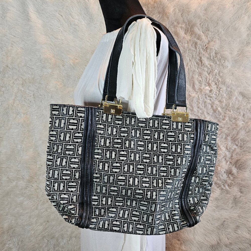 Ivanka Trump Women's Black and Gray Signature Canvas Tote Bag